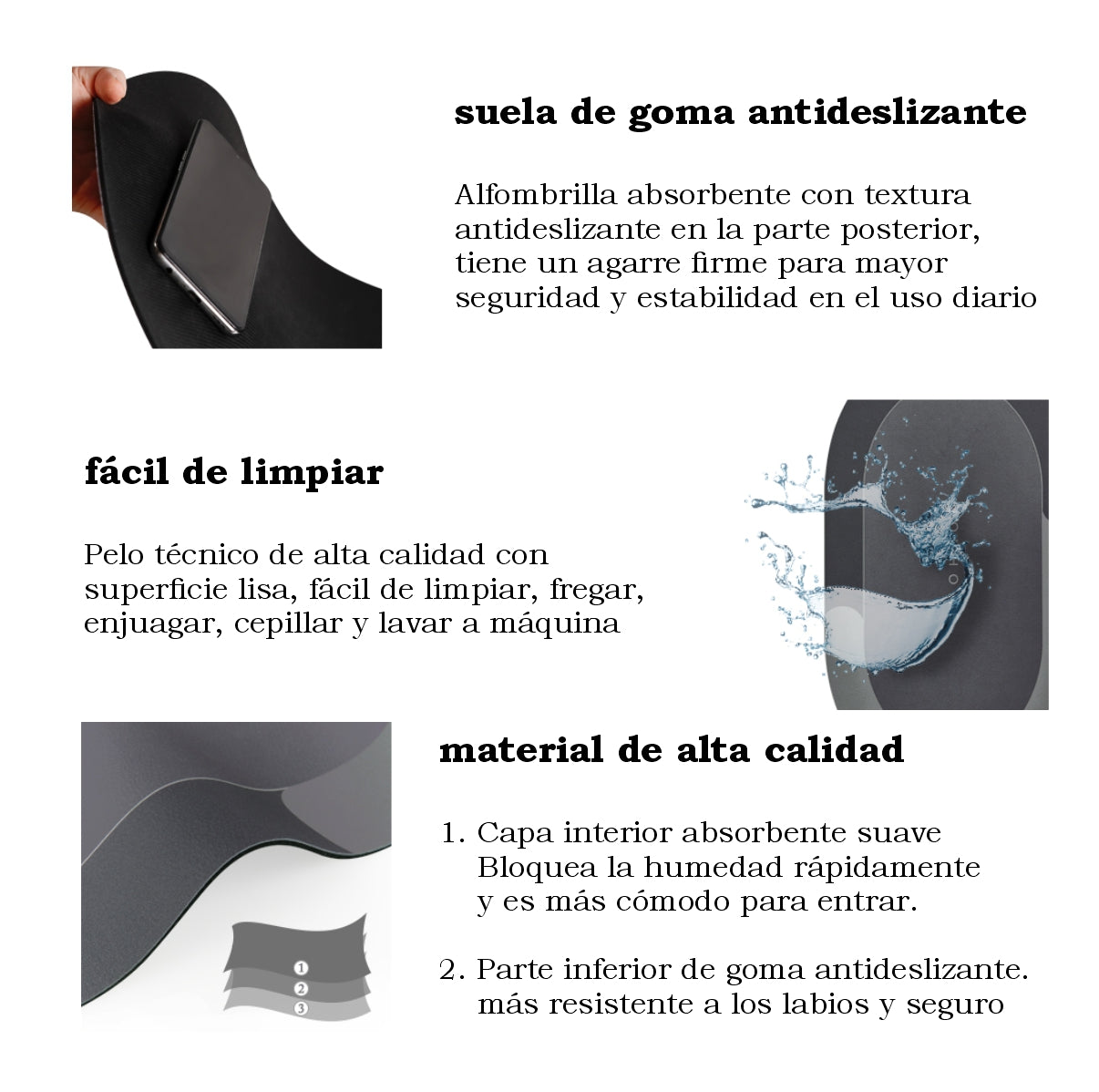 TAPETE DE BAÑO ANTIDESLIZANTE SUPER ABSORBENTE